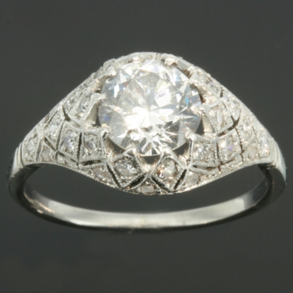Belle Epoque diamond engagement ring platinum fine estate jewelry